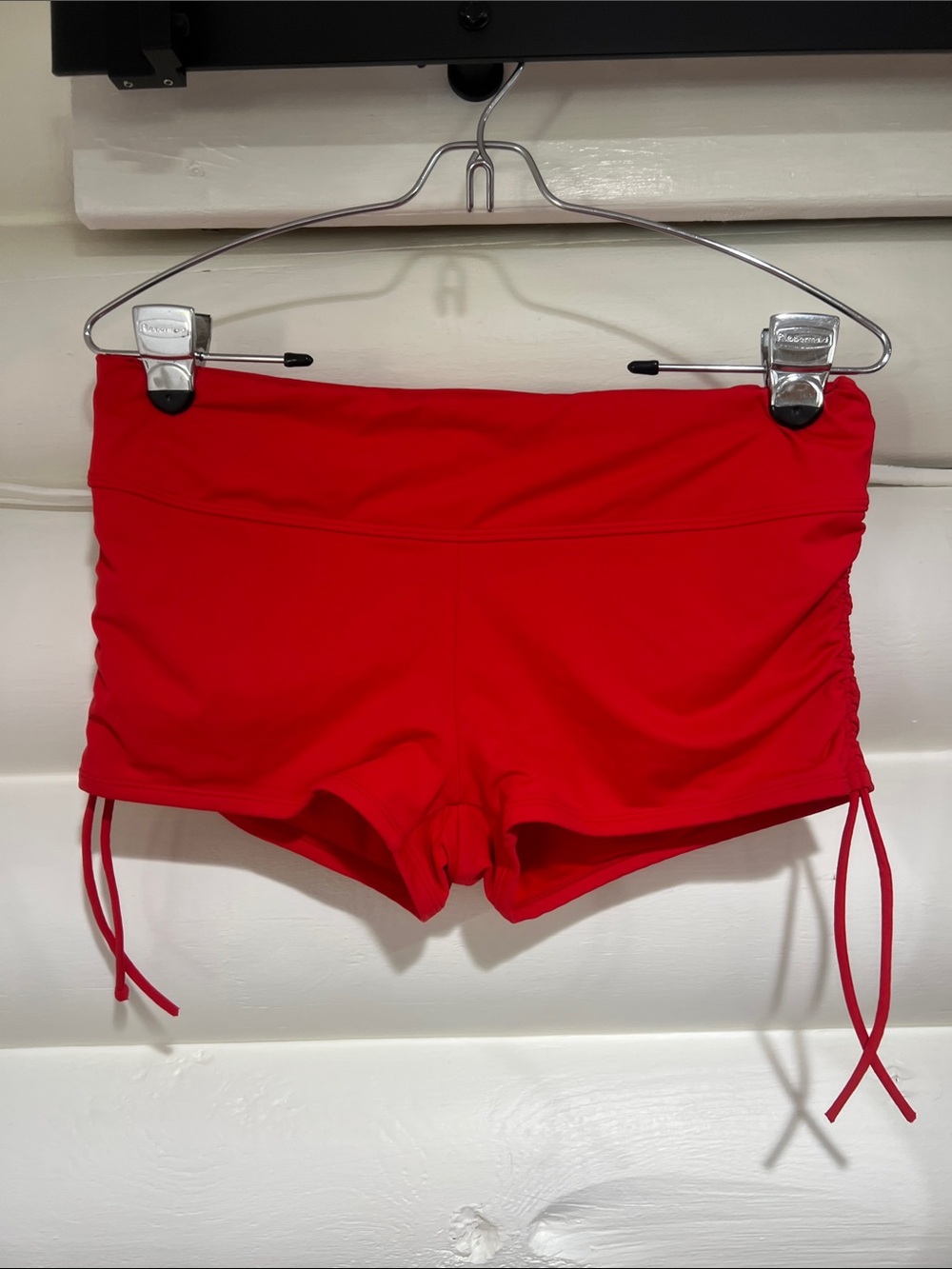 Athleta Bright Red Side-Ruched Swim Bike Shorts